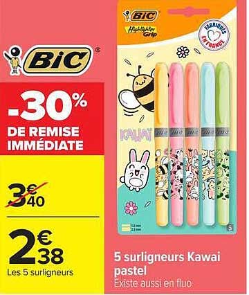 Bic Les 5 surligneurs Kawai pastel