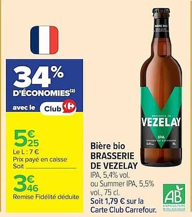 Bière bio BRASSERIE DE VEZELAY