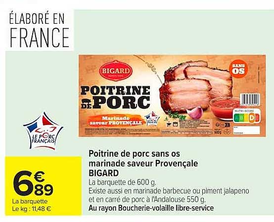BIGARD Poitrine de porc