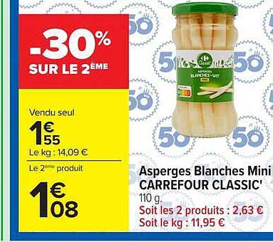 CARREFOUR CLASSIC' Asparges Blanches Mini