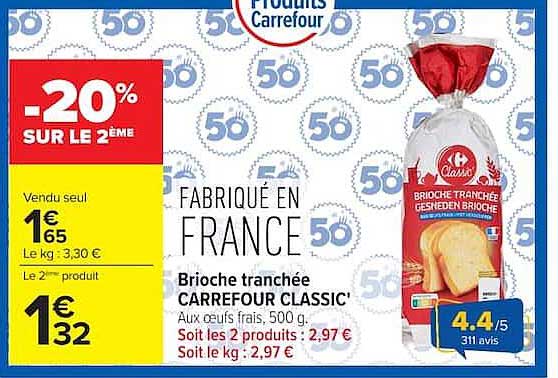 Carrefour Classic’ Brioche tranchée