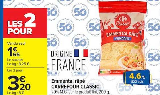 Carrefour Classic' Emmental râpé