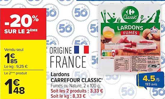 Carrefour Classic' Lardons Fumés