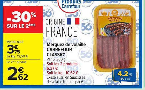 Carrefour Classic' Merguez de volaille
