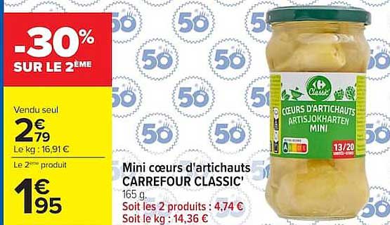 Carrefour Classic Mini cœurs d'artichauts