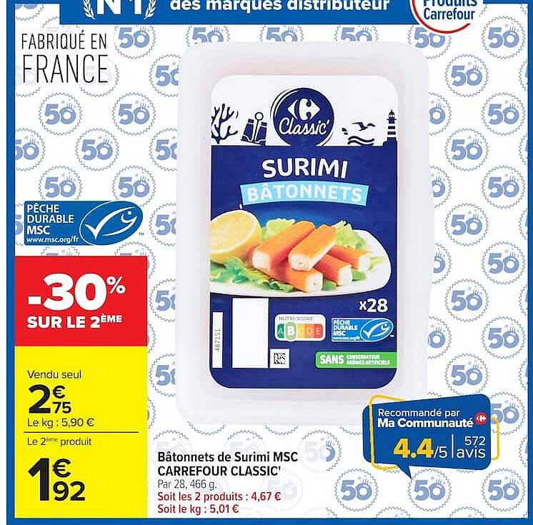 CARREFOUR CLASSIC' SURIMI BÂTONNETS