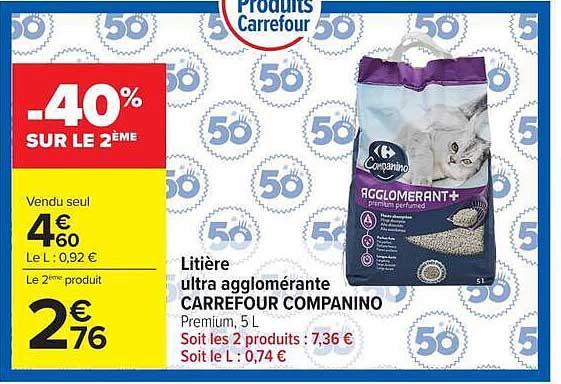 Carrefour Companino Litière ultra agglomérante