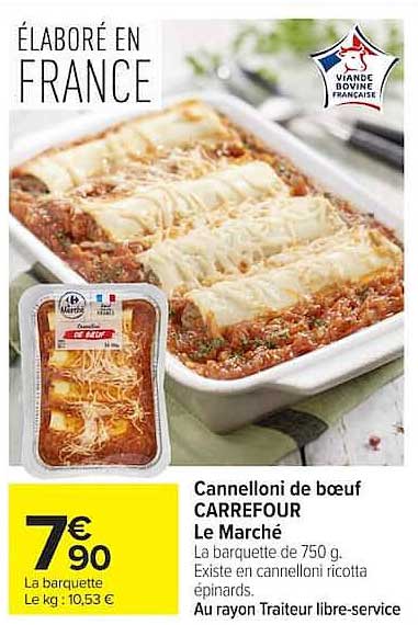 Carrefour Le Marché Cannelloni de bœuf