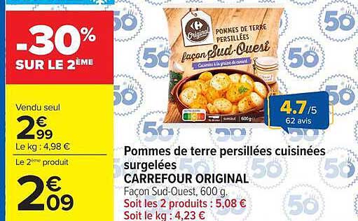 CARREFOUR ORIGINAL Pommes de terre persillées cuisinées surgelées