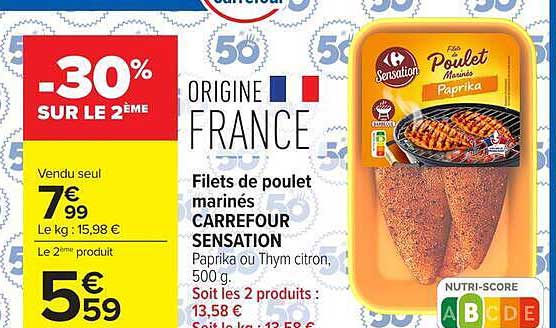 Carrefour Sensation Filets de poulet marinés