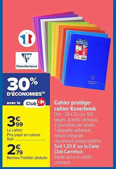 Clairefontaine Cahier protège-cahier Koverbook