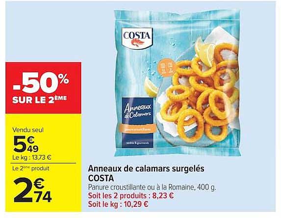 Costa Anneaux de calamars surgelés