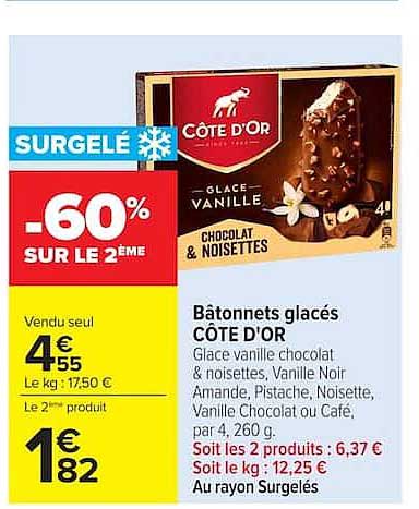 Côte d'Or Glace vanille chocolat & noisettes