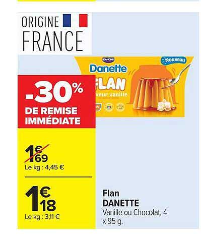 Danette Flan traditionnelle vanille ou chocolat