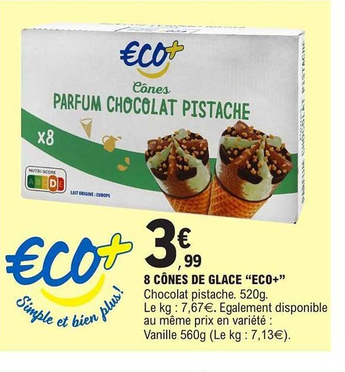 Eco+ Cônes parfum chocolat pistache