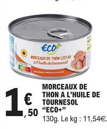 ECO+ MORCEAUX DE THON A L’HUILE DE TOURNESOL