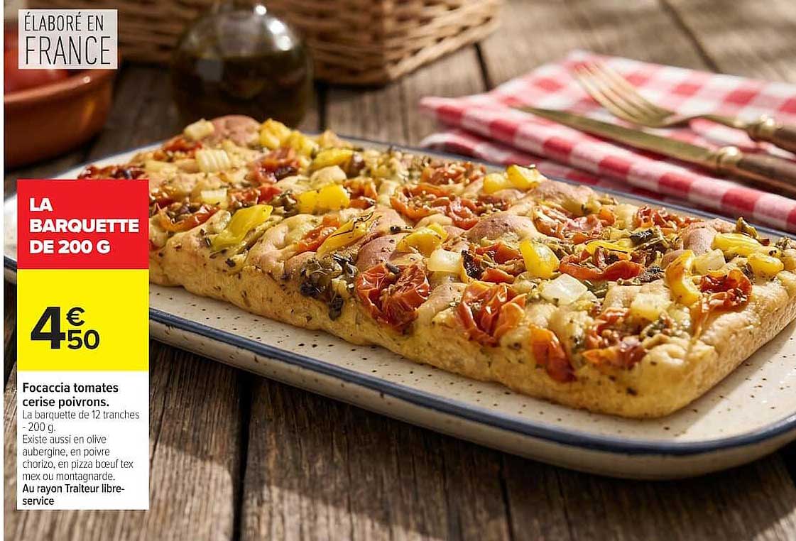 Focaccia tomates cerise poivrons