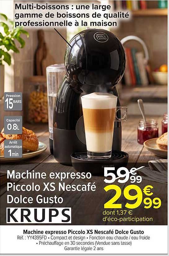 KRUPS Machine expresso Piccolo XS Nescafé Dolce Gusto
