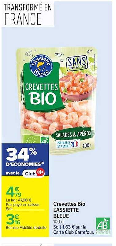 L'ASSIETTE BLEUE Crevettes BIO