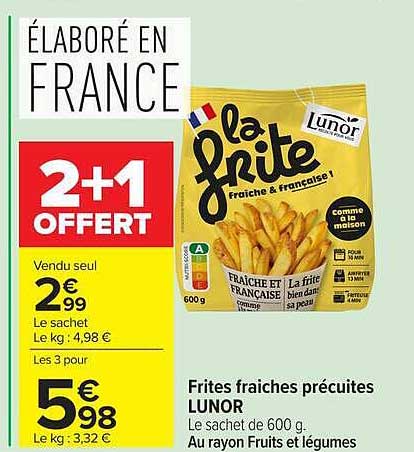 Lunor La frite pomme de terre fraîches précuites