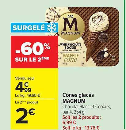 MAGNUM White Chocolate & Cookies Waffle Cone