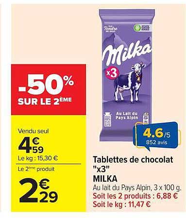 Milka Tablettes de chocolat x3