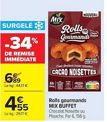 Mix Buffet Rolls gourmands Cacao Noisettes