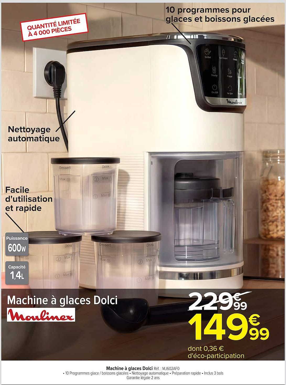 Moulinex Machine à glaces Dolci