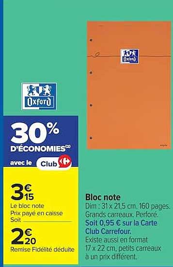 Oxford Bloc note