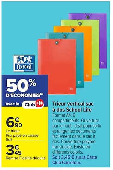 Oxford Trieur vertical sac à dos School Life