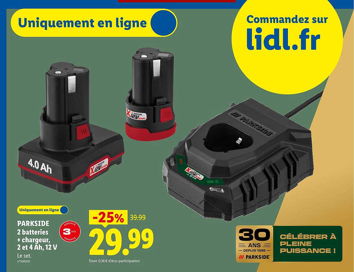 PARKSIDE 2 batteries + chargeur