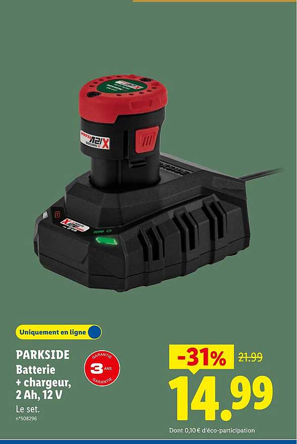 PARKSIDE Batterie + chargeur, 2 Ah, 12 V