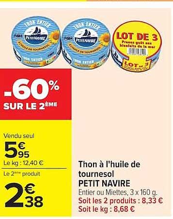 Petit Navire Thon à l'huile de tournesol