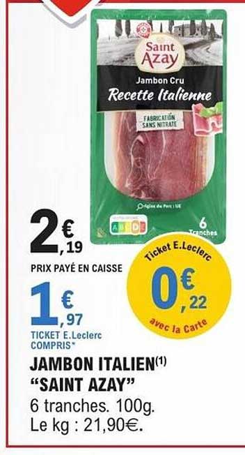 Saint Azay Jambon Cru Recette Italienne