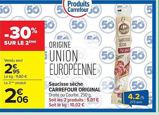 Saucisse sèche CARREFOUR ORIGINAL