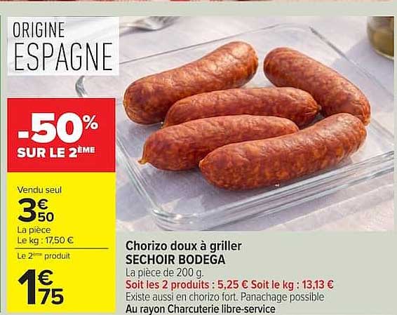 SECHOIR BODEGA Chorizo doux à griller