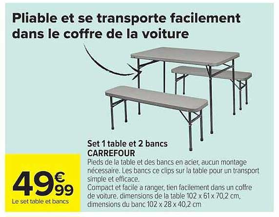 Set 1 table et 2 bancs