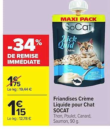 SoCat Friandises Crème Liquide pour Chat