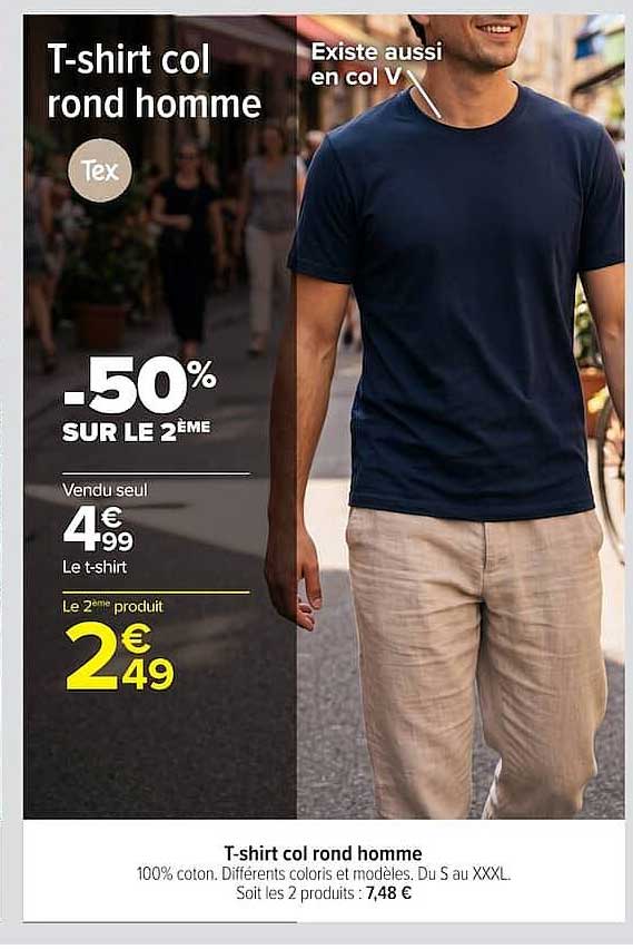 T-shirt col rond homme
