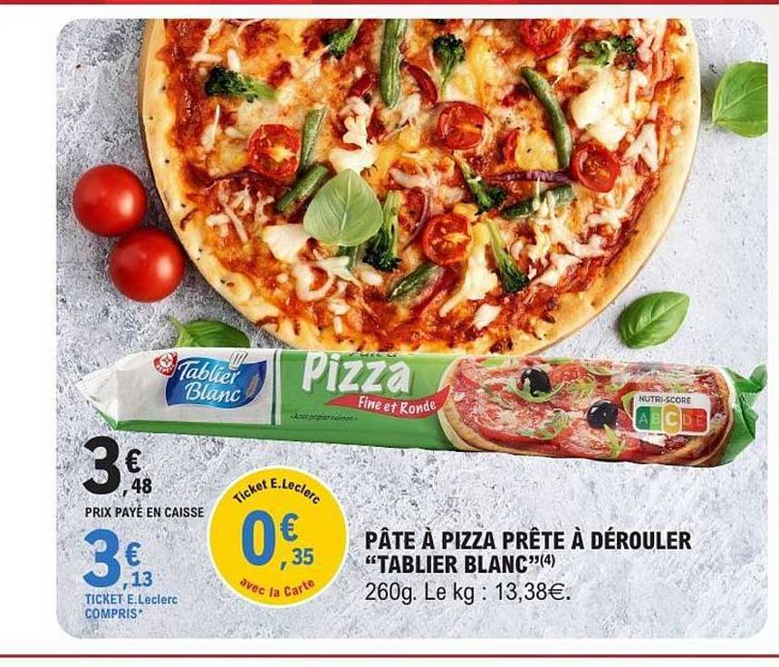 Tablier Blanc Pizza Fine et Ronde