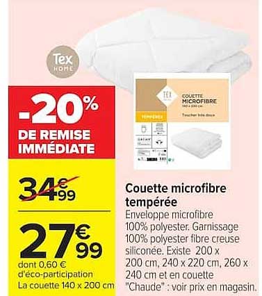 Tex home Couette microfibre tempérée