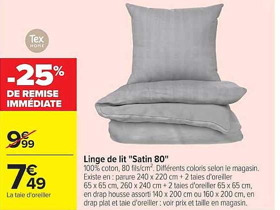 Tex Home Ligne de lit "Satin 80