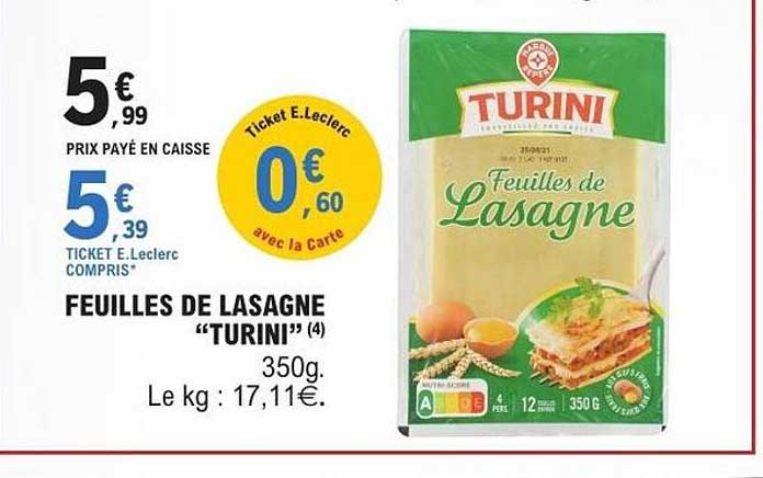 TURINI Feuilles de Lasagne