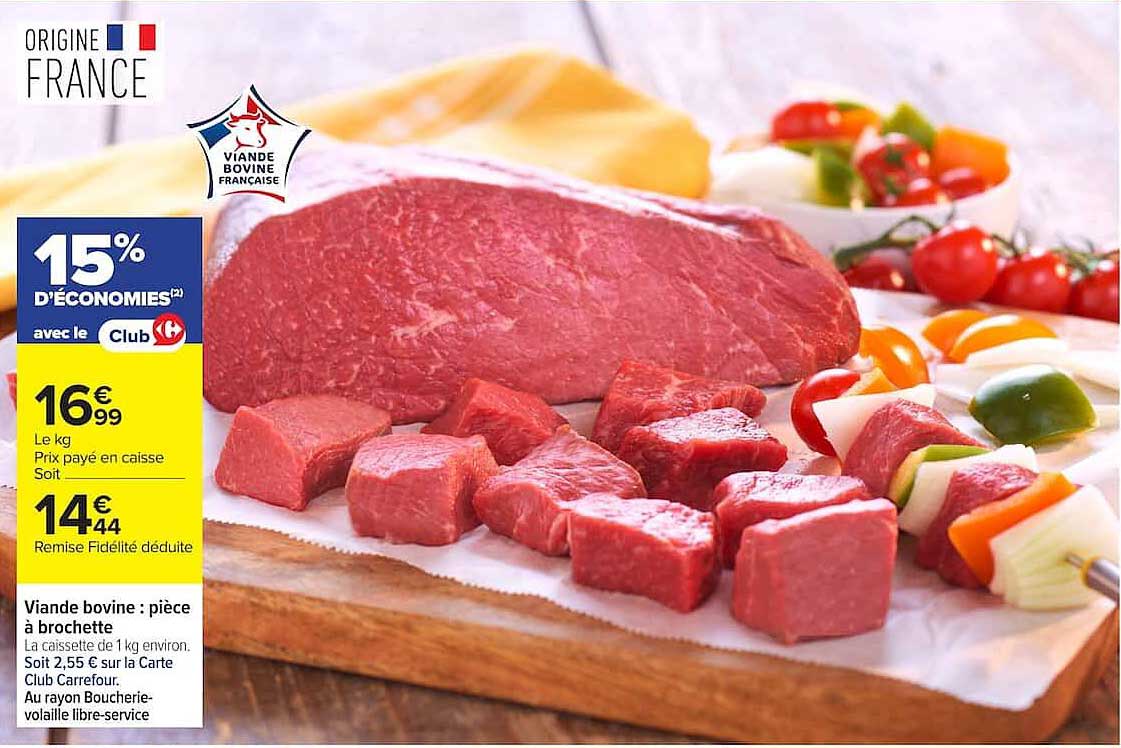 Viande bovine : pièce à brochette