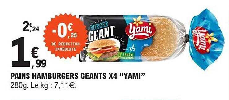 Yami Pains Hamburgers Geants X4