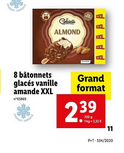 8 bâtonnets glacés vanille amande xxl almond gelatelli