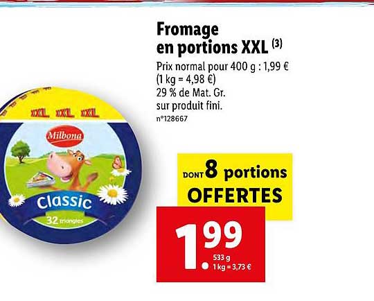 Classic Milbona Fromage En Portions Xxl