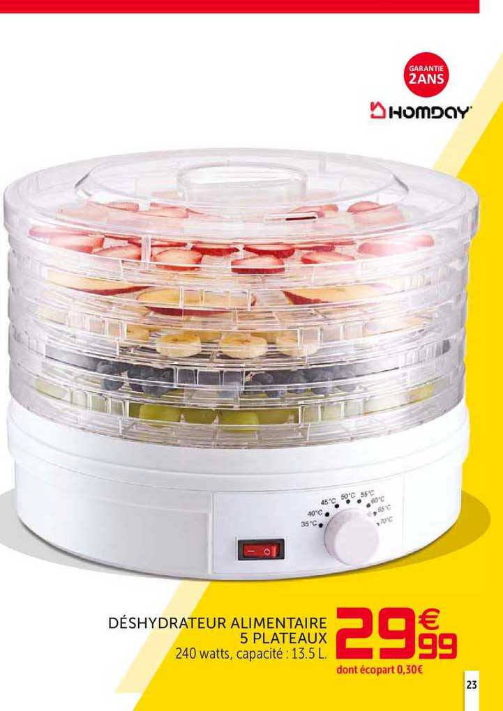 Déshydrateur Alimentaire 5 Plateaux Homday