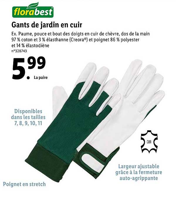 gants de jardin en cuir florabest