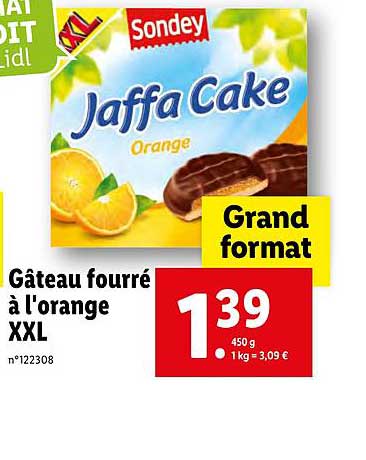 gâteau fourré à l'orange xxl jaffa cake sondey